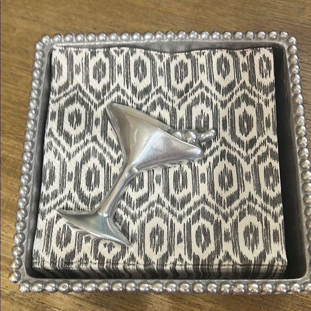 Mariposa silver martini napkin tray
